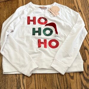 Philosophy White Holiday Sweater with Red and Green Design